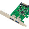 POWERTECH κάρτα επέκτασης PCIe x4 σε 2x USB ST619
