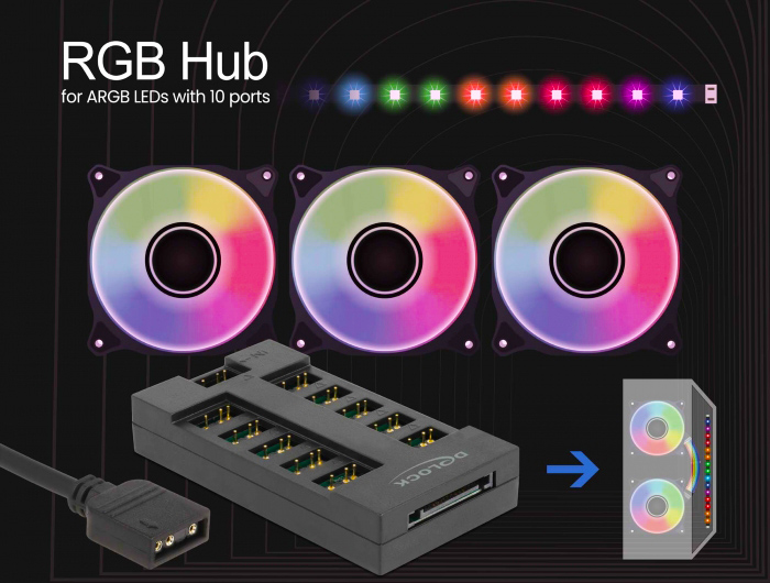 DELOCK RGB hub 64128 για ARGB LEDs - Image 2