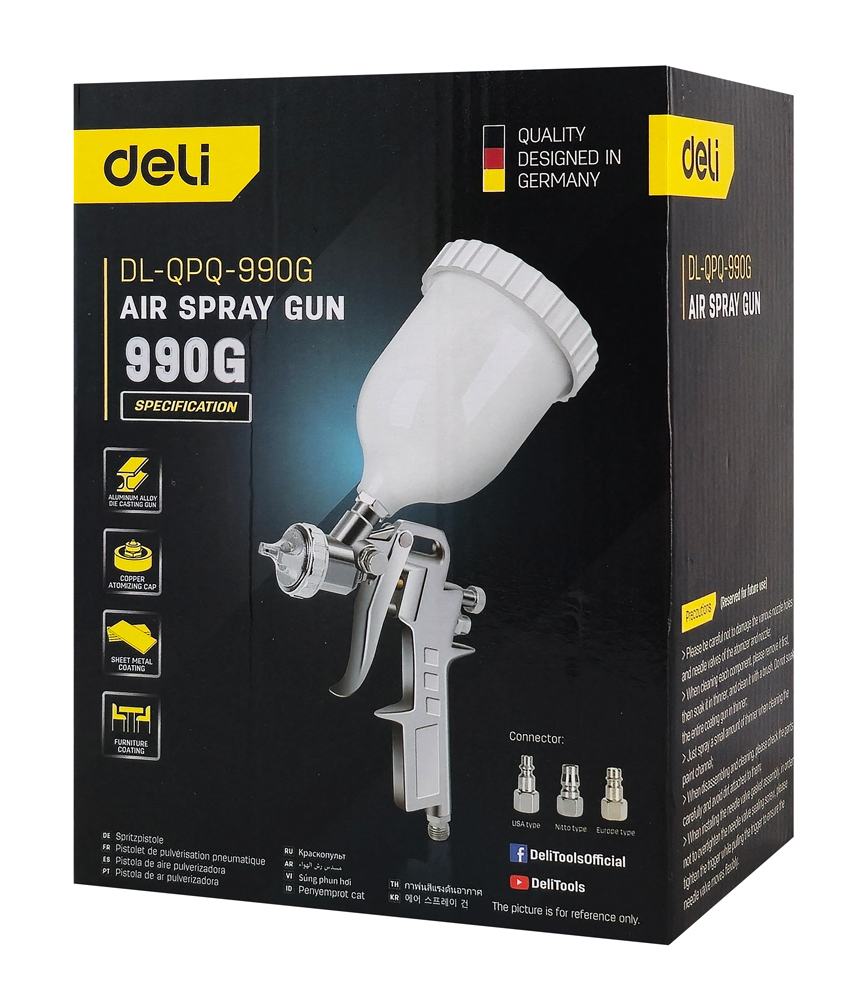 DELI πιστόλι βαφής αέρος άνω δοχείου DL-QPQ-990G - Image 4