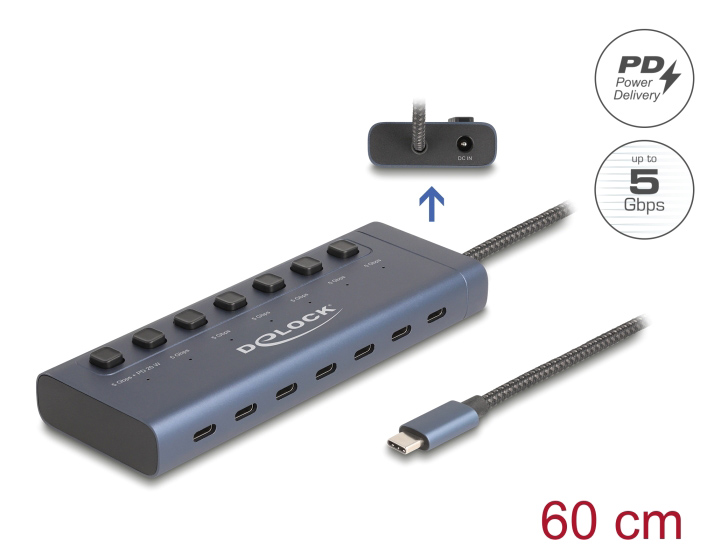 DELOCK USB-C hub 63410 με διακόπτες - Image 3