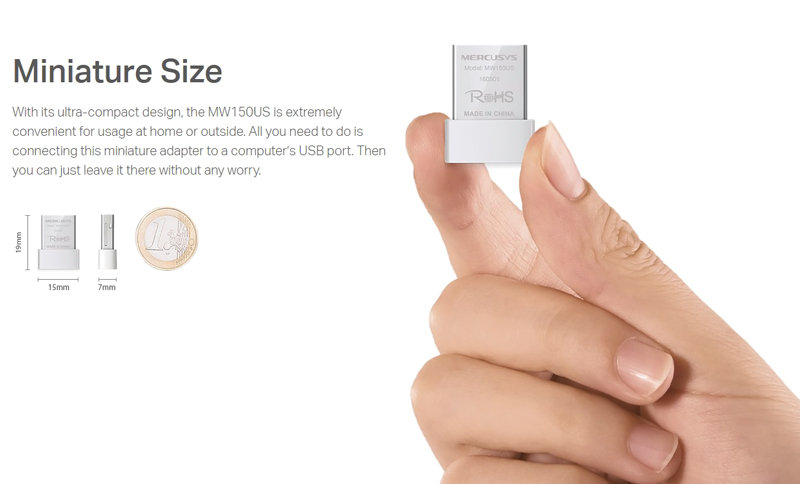 MERCUSYS ασύρματος USB αντάπτορας δικτύου MW150US - Image 2