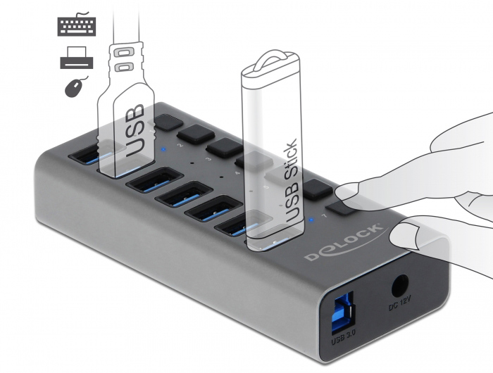 DELOCK USB hub 63669 με διακόπτες - Image 2