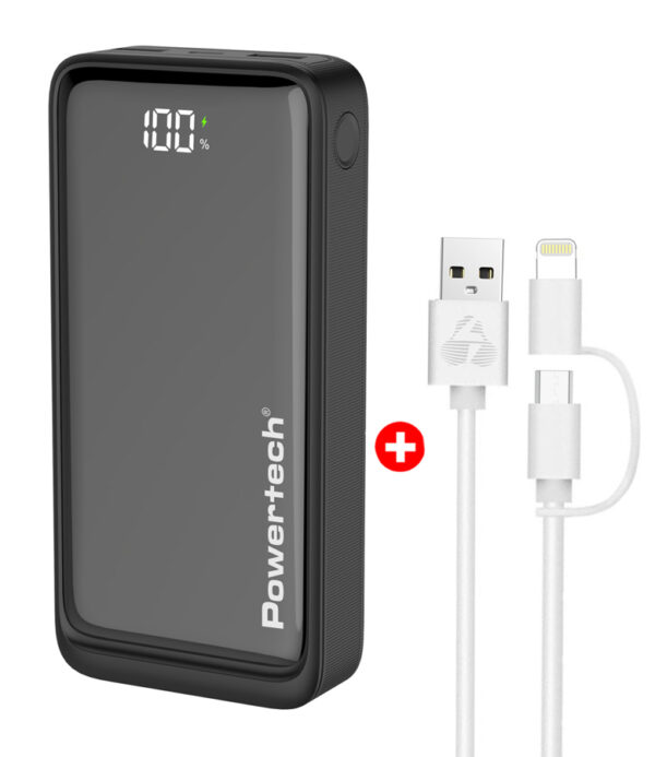 POWERTECH power bank PT-1327 με οθόνη & MFi καλώδιο USB σε Micro/Lightning