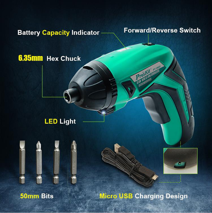 PROSKIT ηλεκτρικό κατσαβίδι PT-1362U με 4 μύτες - Image 2