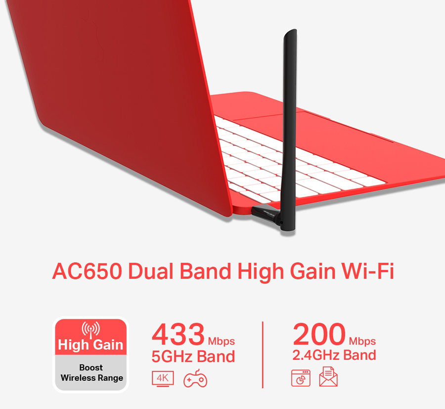 MERCUSYS ασύρματος USB αντάπτορας δικτύου MU6H - Image 2