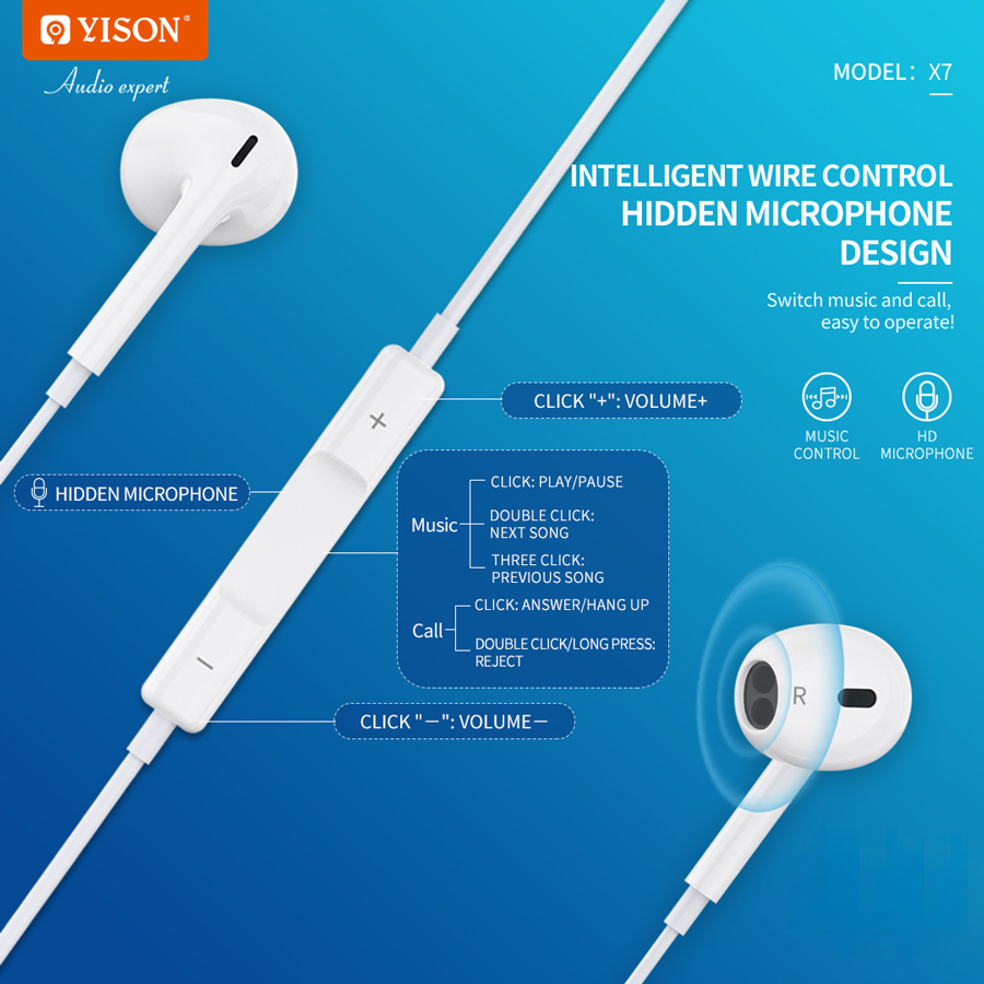 YISON earphones με μικρόφωνο X7 - Image 2