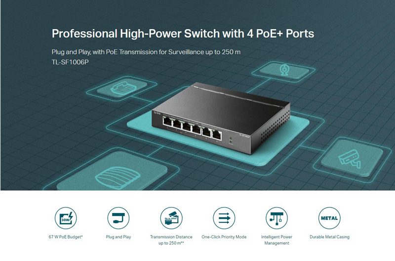 TP-LINK desktop switch TL-SF1006P - Image 2