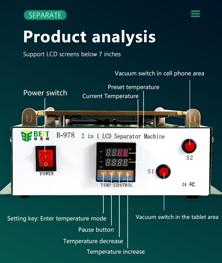 BEST μηχάνημα διαχωρισμού οθόνης LCD BST-B978 - Image 3