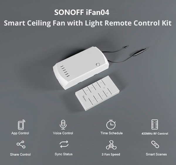 SONOFF smart διακόπτης ανεμιστήρα οροφής IFAN04 με RF χειριστήριο - Image 2