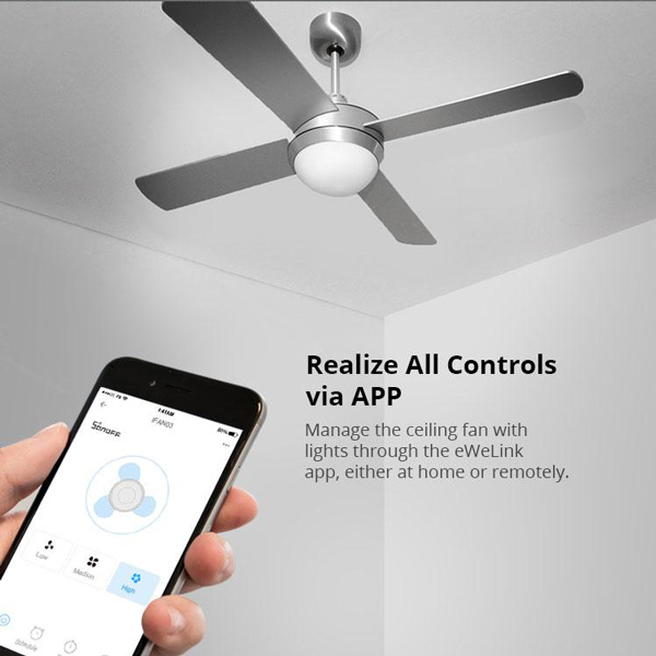 SONOFF smart διακόπτης ανεμιστήρα οροφής IFAN04 με RF χειριστήριο - Image 3