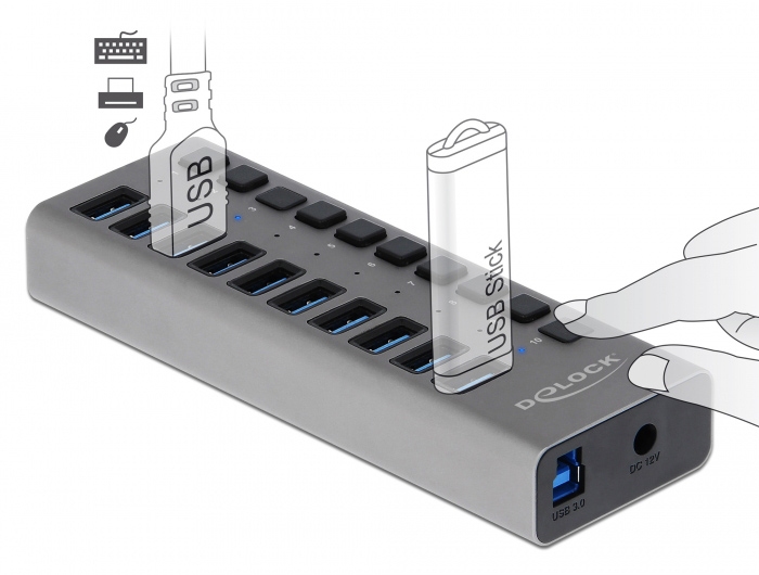 DELOCK USB hub 63670 με διακόπτες - Image 2