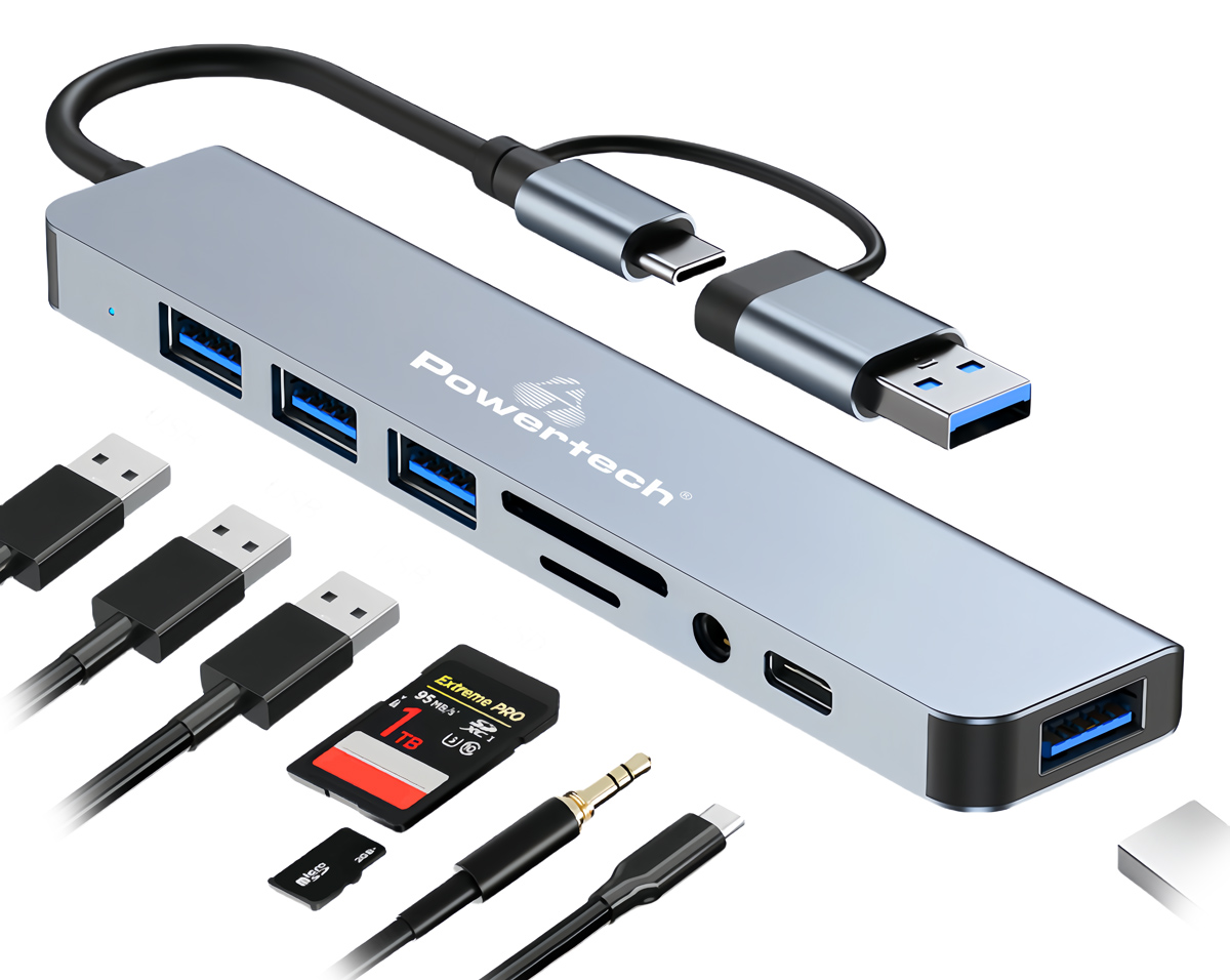 POWERTECH USB hub PTR-0151 με card reader - Image 2
