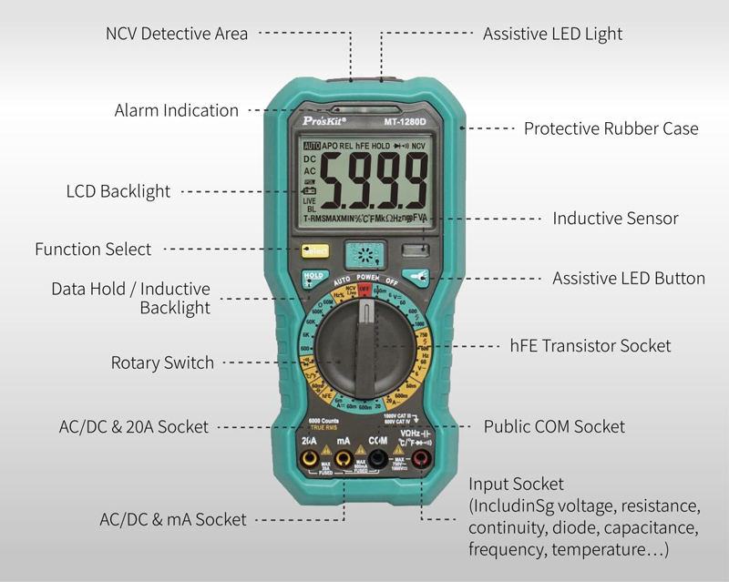PROSKIT ψηφιακό πολύμετρο MT-1280D - Image 3