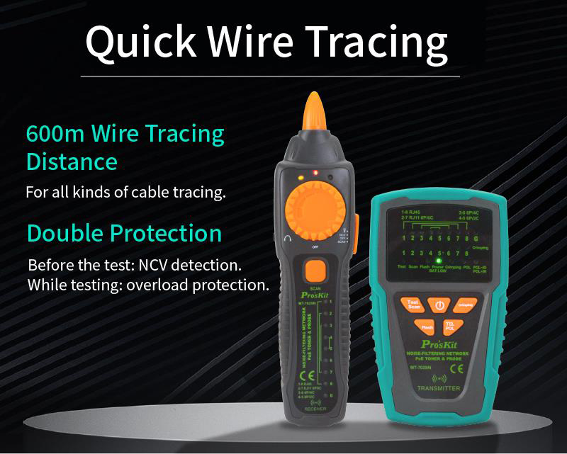 PROSKIT tester καλωδίων δικτύου MT-7029N για RJ45/11/12 - Image 3