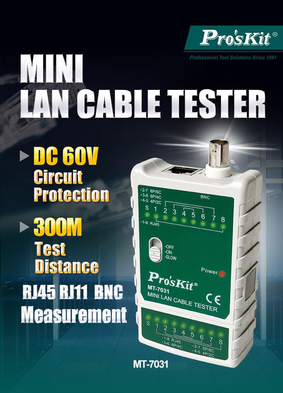 PROSKIT tester καλωδίων δικτύου MT-7031 για RJ45/11/12/22 & BNC - Image 2