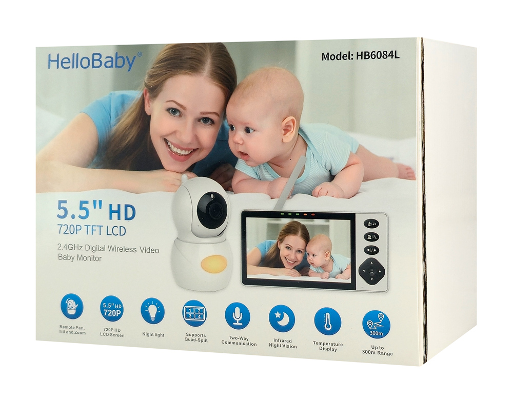 HELLOBABY ενδοεπικοινωνία μωρού HB6084L με κάμερα & οθόνη 5.5" - Image 4