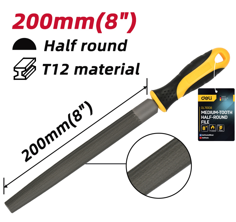 DELI λίμα ημιστρόγγυλη DL76108 με αντιολισθητική λαβή - Image 2