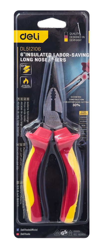 DELI μυτοτσίμπιδο ίσιο ηλεκτρολόγου DL512106 με αντιολισθητικές λαβές - Image 4