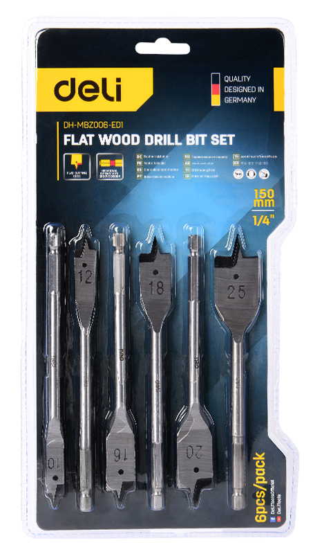 DELI σετ τρυπάνια φτερού DH-MBZ006-ED1 για ξύλο - Image 4