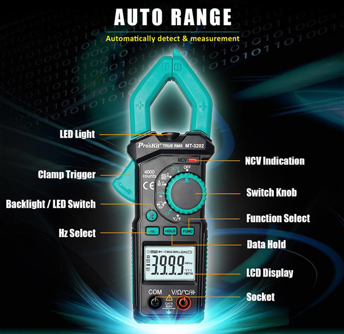PROSKIT ψηφιακή αμπεροτσιμπίδα MT-3202 - Image 3