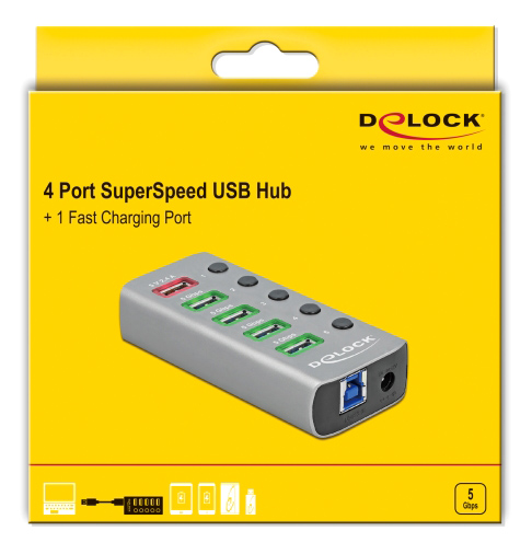 DELOCK USB hub 63262 με διακόπτες - Image 3