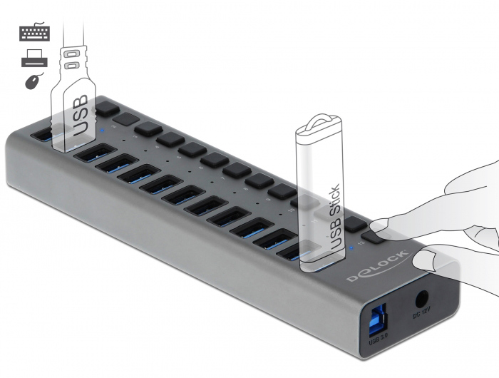 DELOCK USB hub 63738 με διακόπτες - Image 2