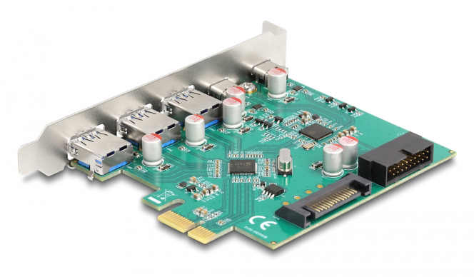 DELOCK κάρτα επέκτασης PCIe x1 σε 3x USB/2x USB-C/19-pin 90109 - Image 2