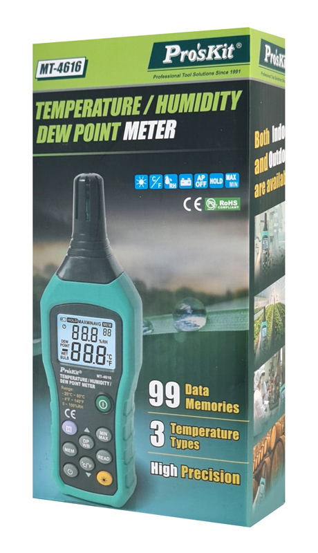 PROSKIT ψηφιακό θερμόμετρο & υγρασιόμετρο MT-4616 - Image 2