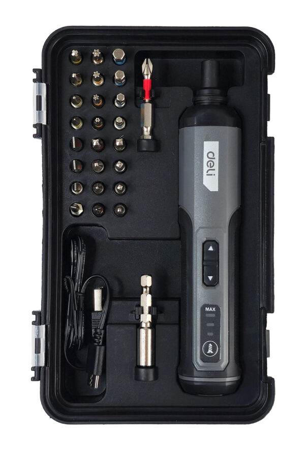 DELI σετ κατσαβίδι μπαταρίας με μύτες DC161