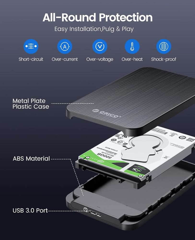 ORICO θήκη για 2.5" SATA HDD/SSD HM25U3 - Image 3