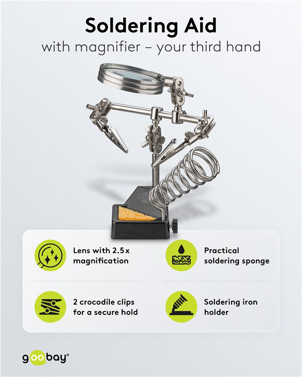 GOOBAY βάση στήριξης πλακέτας 76560 με μεγεθυντικό φακό & θέση για κολλητήρι - Image 3