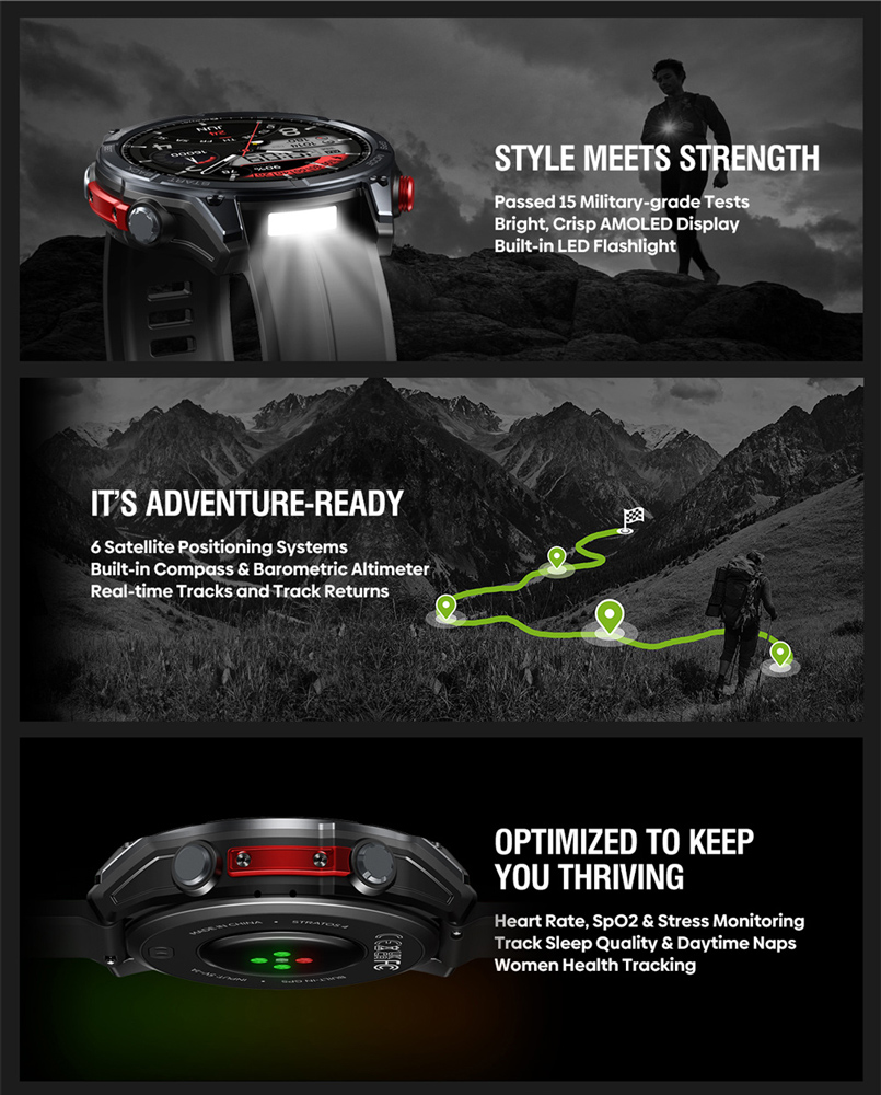 ZEBLAZE smartwatch Stratos 4 με φακό - Image 2