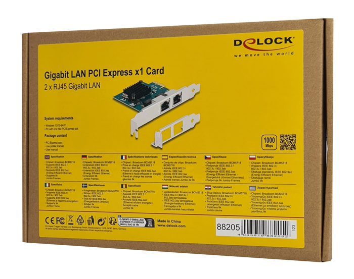 DELOCK κάρτα επέκτασης PCIe x1 σε 2x RJ45 Gigabit 88205 - Image 4