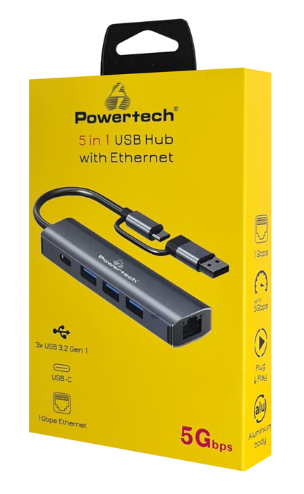 POWERTECH USB hub PTR-0150 με θύρα δικτύου - Image 3