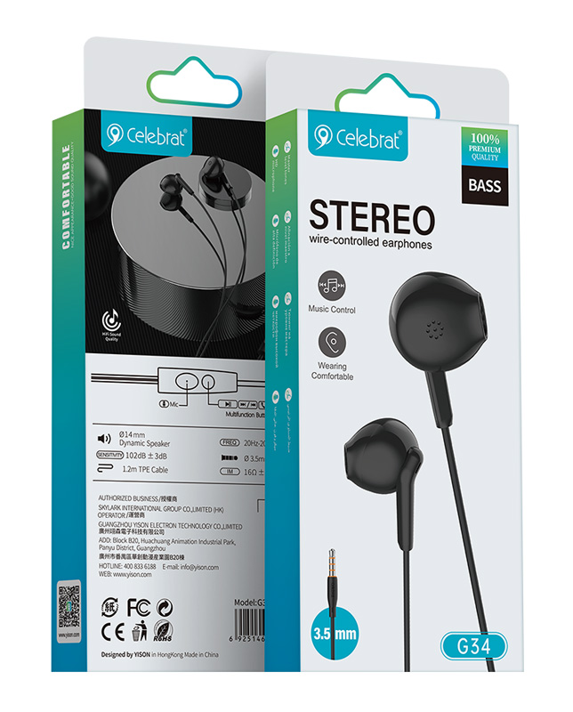CELEBRAT earphones με μικρόφωνο G34 - Image 4