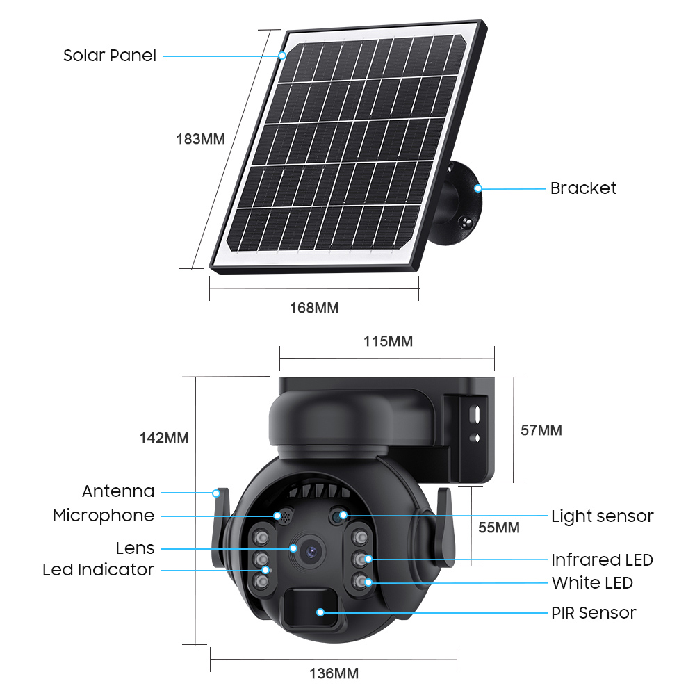 SECTEC smart ηλιακή κάμερα ST-515C-3M-5W-BK - Image 4