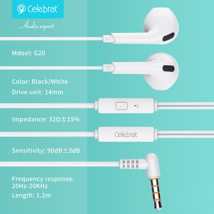 CELEBRAT earphones με μικρόφωνο G20 - Image 4