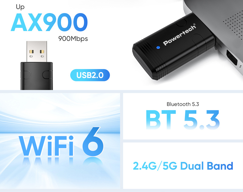 POWERTECH ασύρματος USB αντάπτορας δικτύου & Bluetooth 5.3 PT-1387 - Image 2