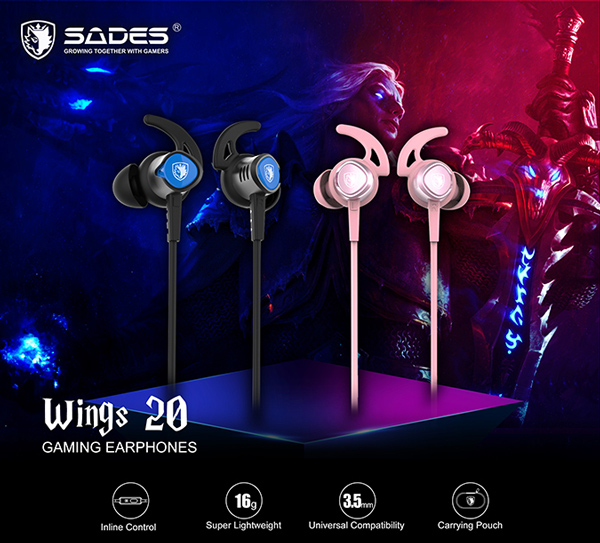 SADES gaming earphones Wings 20 με μικρόφωνο - Image 2