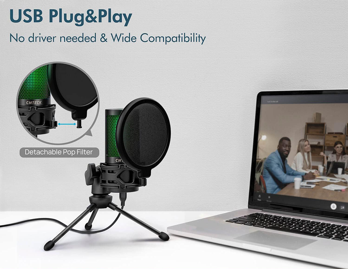 CMTECK επιτραπέζιο μικρόφωνο XM550 με pop φίλτρο - Image 2