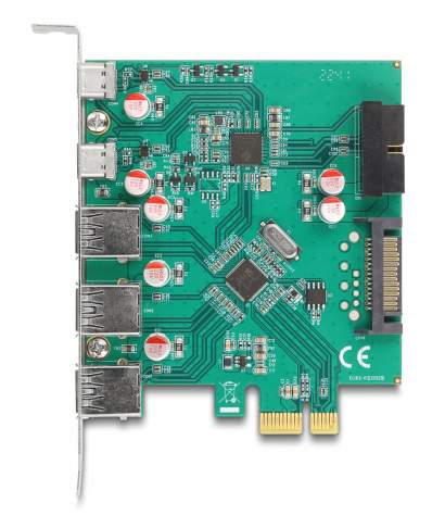 DELOCK κάρτα επέκτασης PCIe x1 σε 3x USB/2x USB-C/19-pin 90109 - Image 3