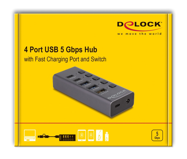 DELOCK USB hub 64248 με διακόπτες - Image 4