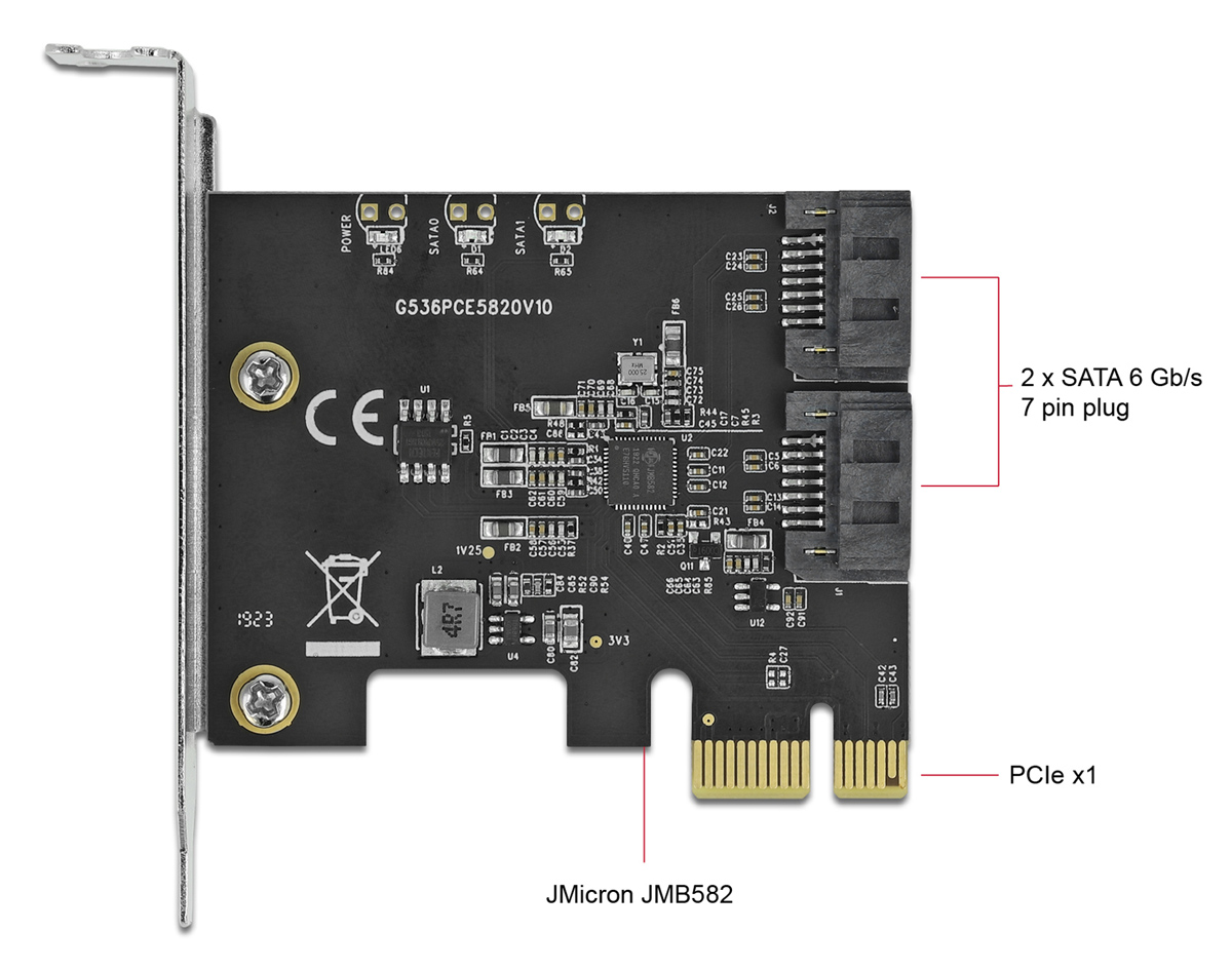 DELOCK κάρτα επέκτασης PCIe σε 2x SATA 90431 - Image 2