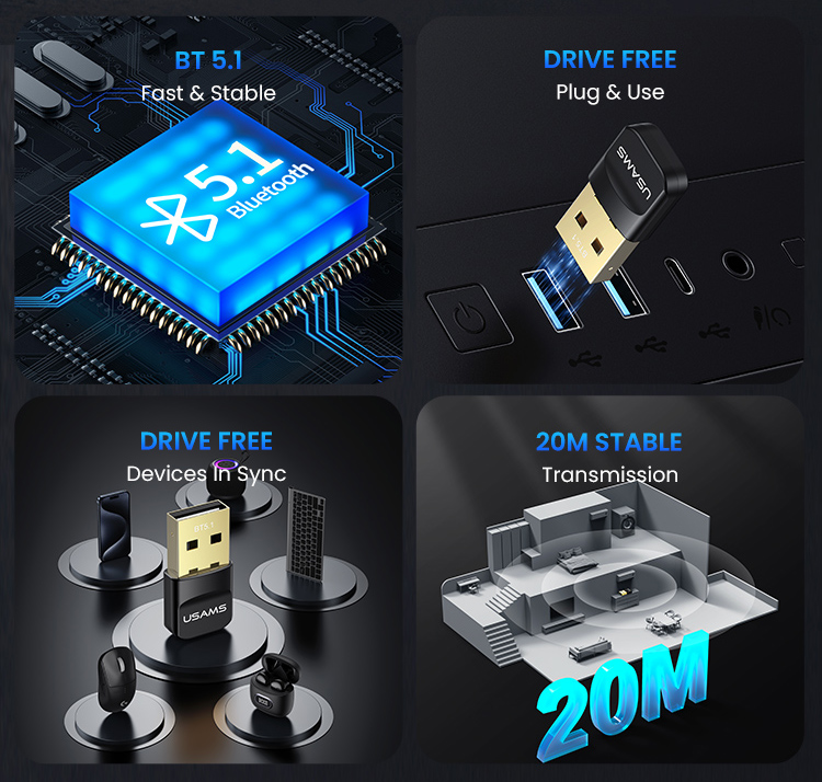 USAMS USB αντάπτορας Bluetooth 5.1 ZB321 - Image 2